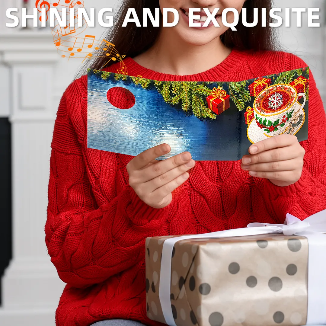 6pcs Winter Christmas DIY Diamond Painting Greeting Card Kits with Envelopes Diamond Art Greeting Cards Diamond Art Cards Kits for Adults DIY Crafts Family Friend Gifts