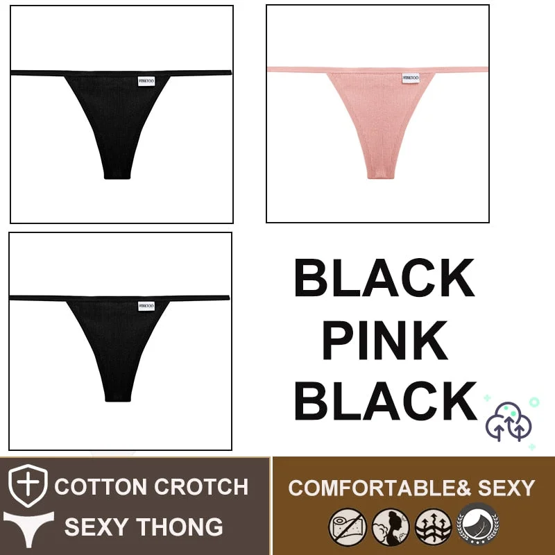 FINETOO 3PCS/Set M-XL Sexy G-string Panties Cotton Women's Underwear Girls Female Underpant Pantys Ladies Bikini Thong Lingerie