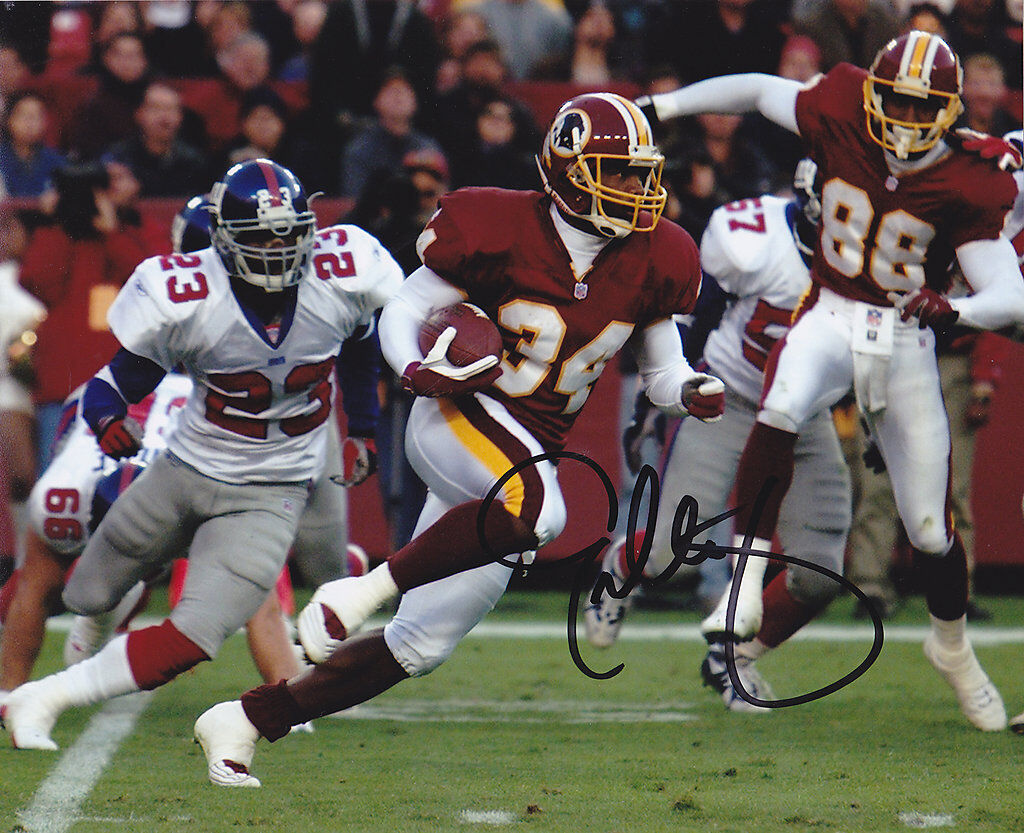 ERIC METCALF WASHINGTON REDSKINS ACTION SIGNED 8x10