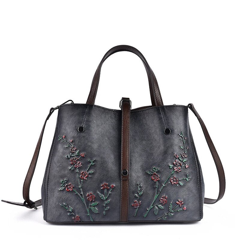 Motaora Women's Bag Genuine Leather Handbag For Women Vintage Embossed Female Shoulder Bag Handmade Large Capacity Crossbody Bag
