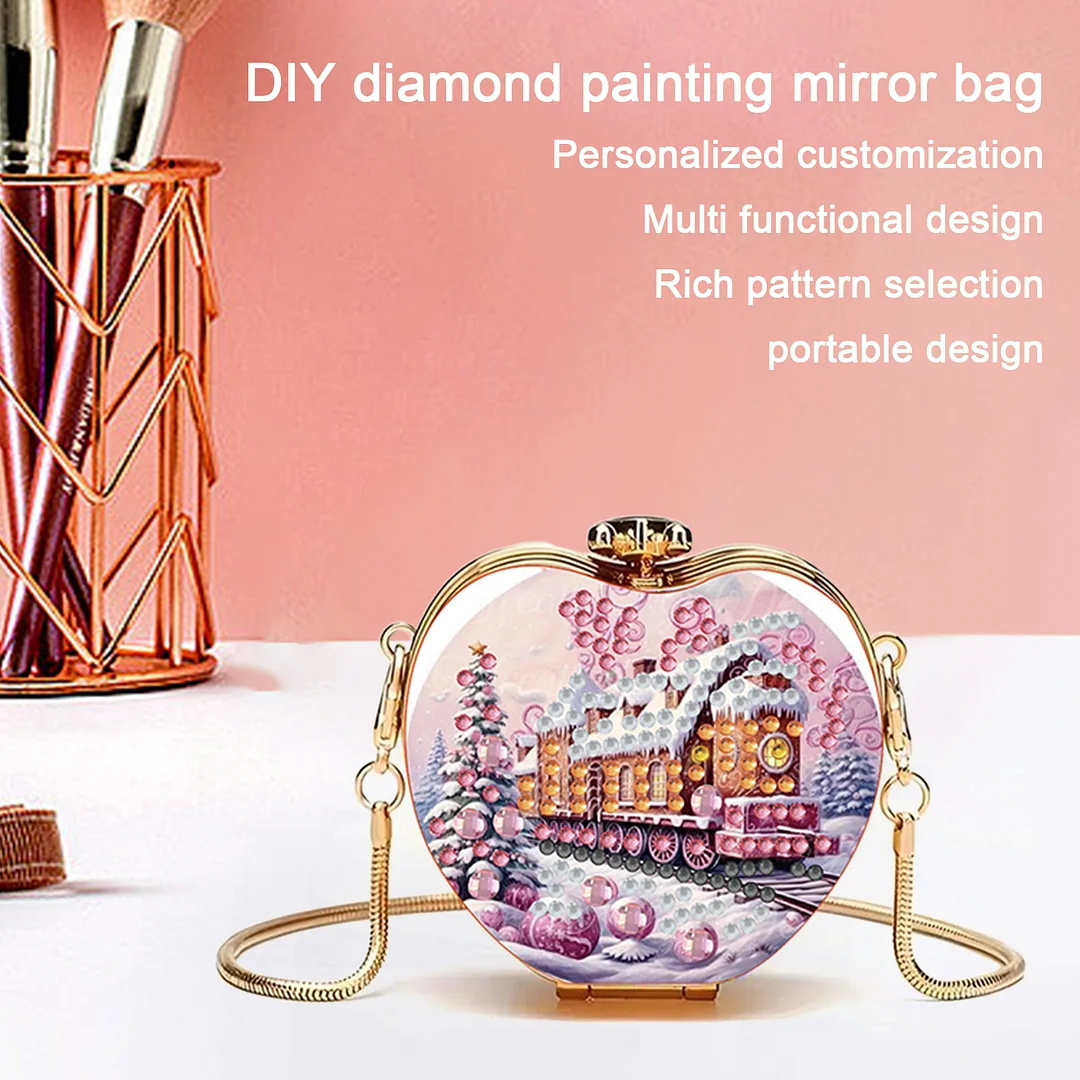 Train DIY Acrylic Love Art Diamond Painting Coin Purse with Chain for Women Girl
