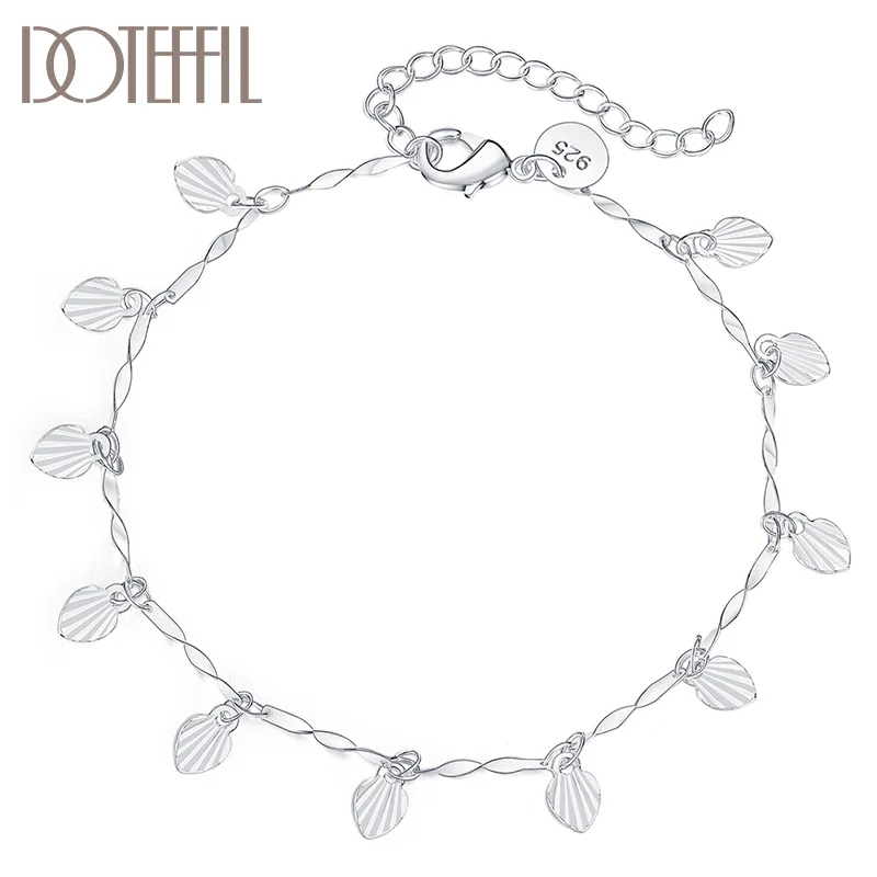 DOTEFFIL 925 Sterling Silver Full Leaf Chain Bracelet For Women Jewelry