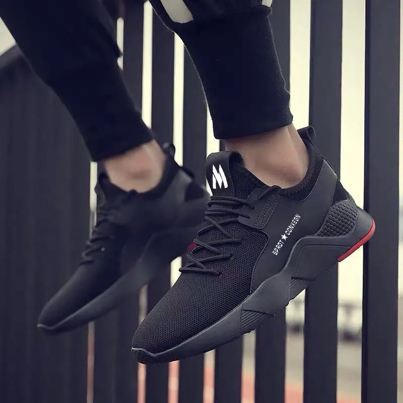 2019 New Black Breathable Runner Sports Sneakers Men's Leisure Breathable Mesh Outdoor Fitness Running Sport Sneakers Shoes