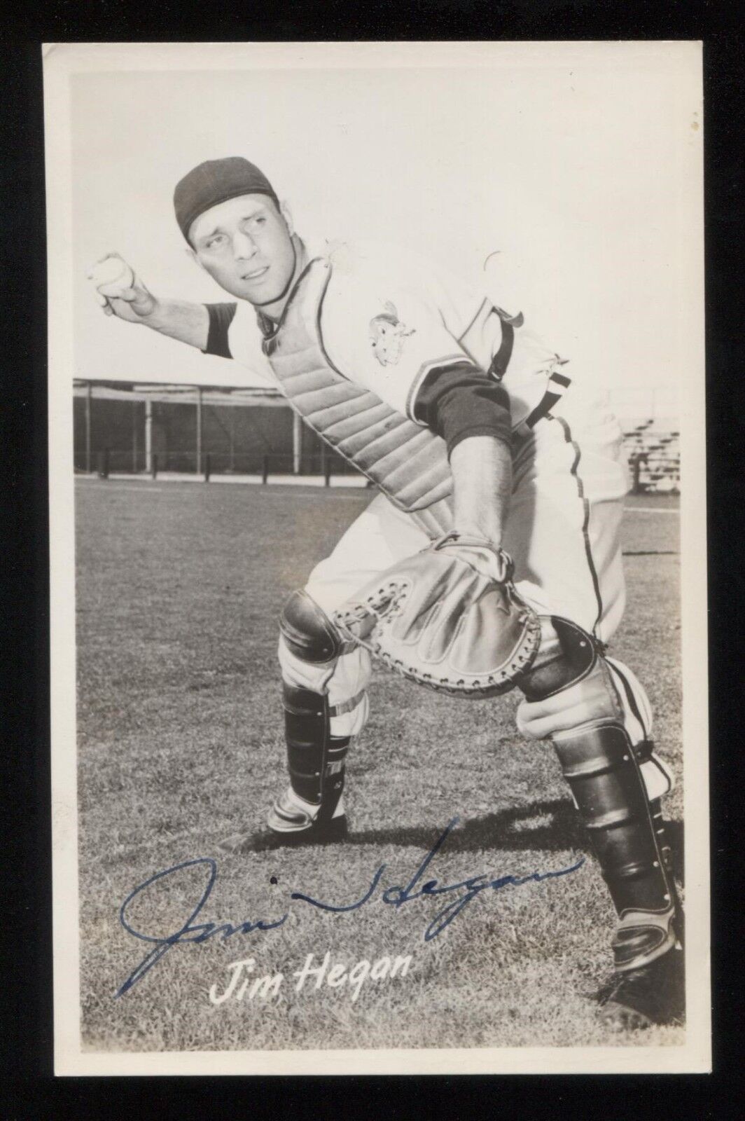 Jim Hegan Vintage Signed Photo Poster painting Post Card Autographed in 1951 Baseball