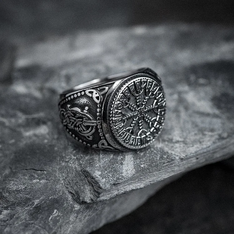 Coutureaura Helm Of Awe Rune And Triquetra Amulet Ring