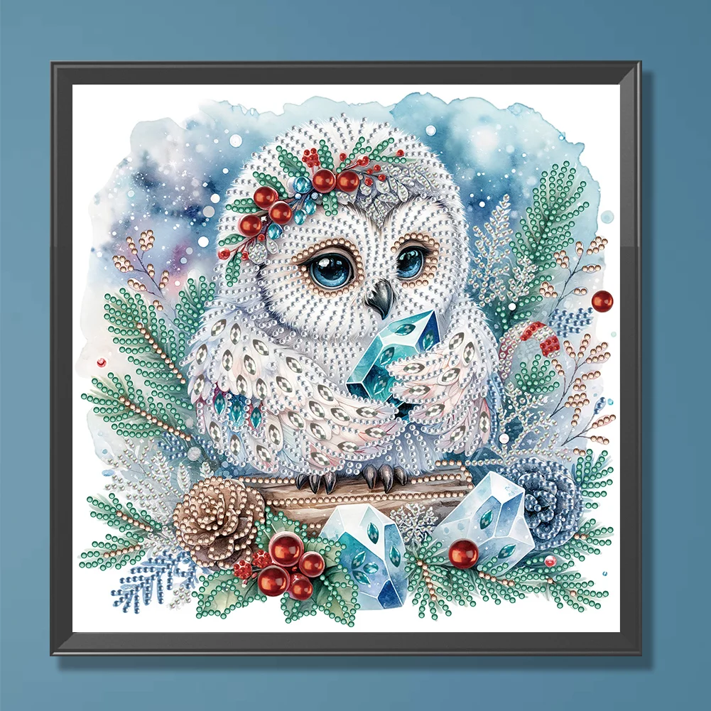 Diamond Painting - Partial Special Shaped Drill - Winter Owl(Canvas|30*30cm)