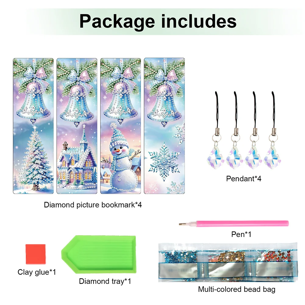 Santa Claus A5 Size Diamond Painting Notebook Set with 4Pcs Bookmark Gift