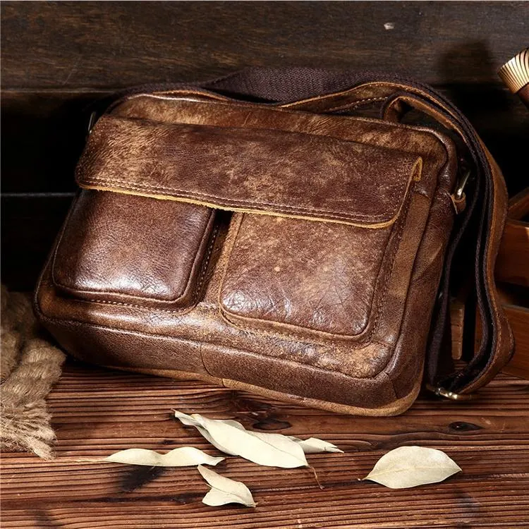 Retro Crazy Horse Leather Men's Briefcase Messenger Bag