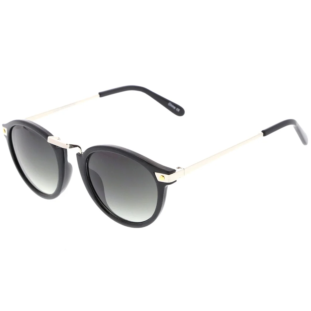 Retro Horn Rimmed Metal Nose Bridge P3 Round glasses 50mm