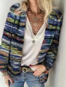 Sweater Knit Cardigan Thin Coat Loose Coat-Mayoulove