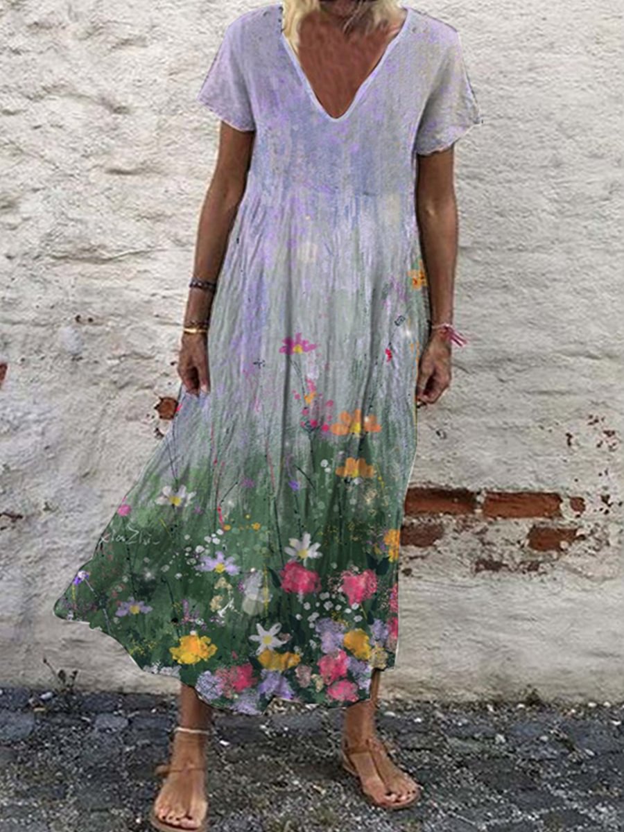 Women's Casual Floral Print Short Sleeve Dress