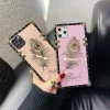 2023 Luxury Diamond Gem Peacock Feather Square Case For iPhone