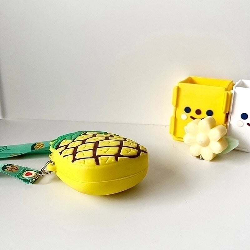 Kid’s Small Pvc Fruit Pineapple Cute Square Zipper Crossbody Bag