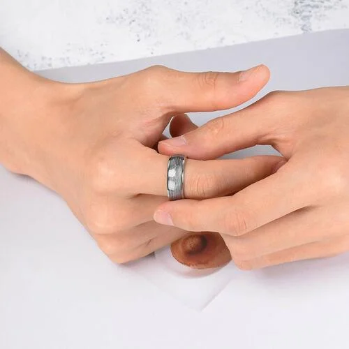 6MM 8MM Women Mens Tungsten Matching Wedding Rings Colorful Fragments Inlay Steel Wire Inlay Domed Style High Polished