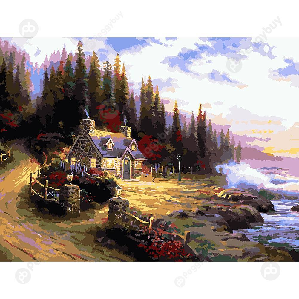 

40*50CM Paint By Numbers-Forest Cabin, 501 Original