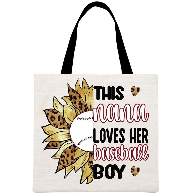 This nana loves her baseball boy Printed Linen Bag-Annaletters