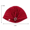 Plain Colors Pleated Knot Hat Rhinestone Pendant Cap