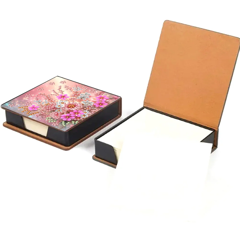 PU 5D Diamond Painting Kit Note Box DIY Diamond Art Notepad Box (Flower)