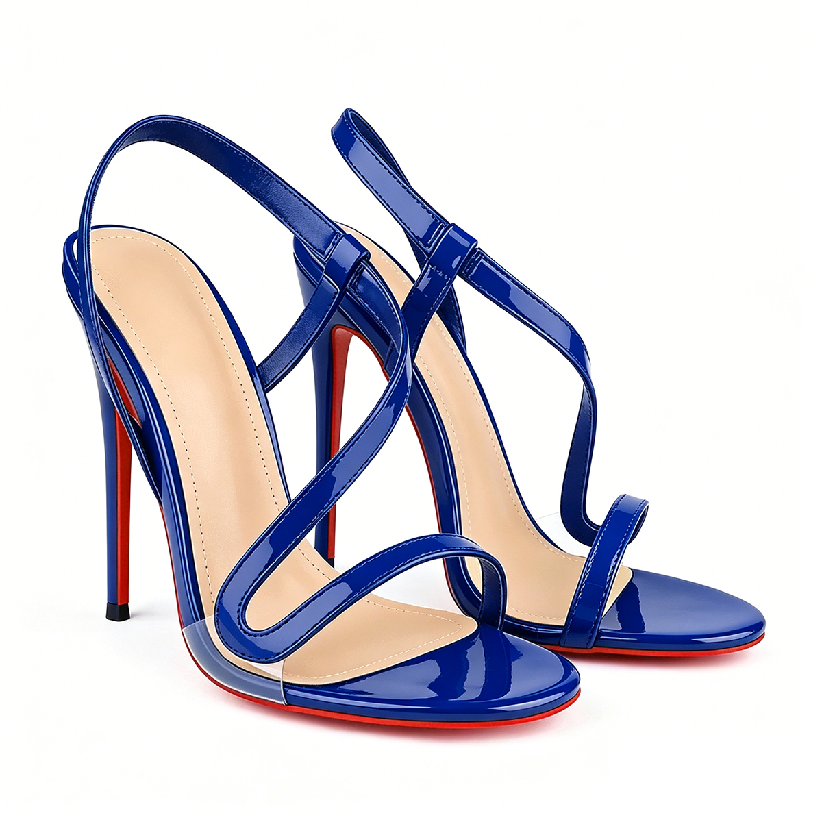 120mm/4.72 inch Spotlight Wavy Straps Sandals Red Bottom Stilettos