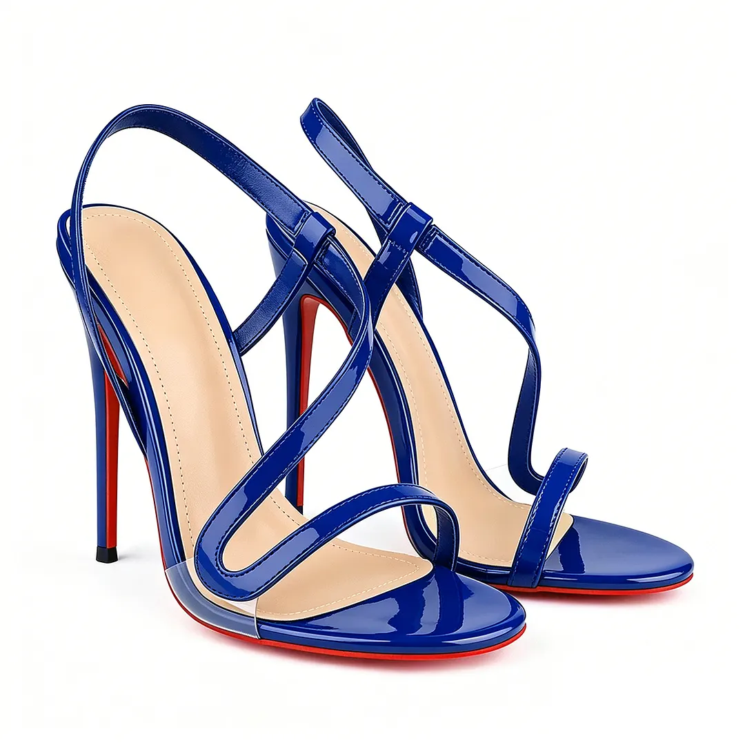 120mm/4.72 inch Spotlight Wavy Straps Sandals Red Bottom Stilettos