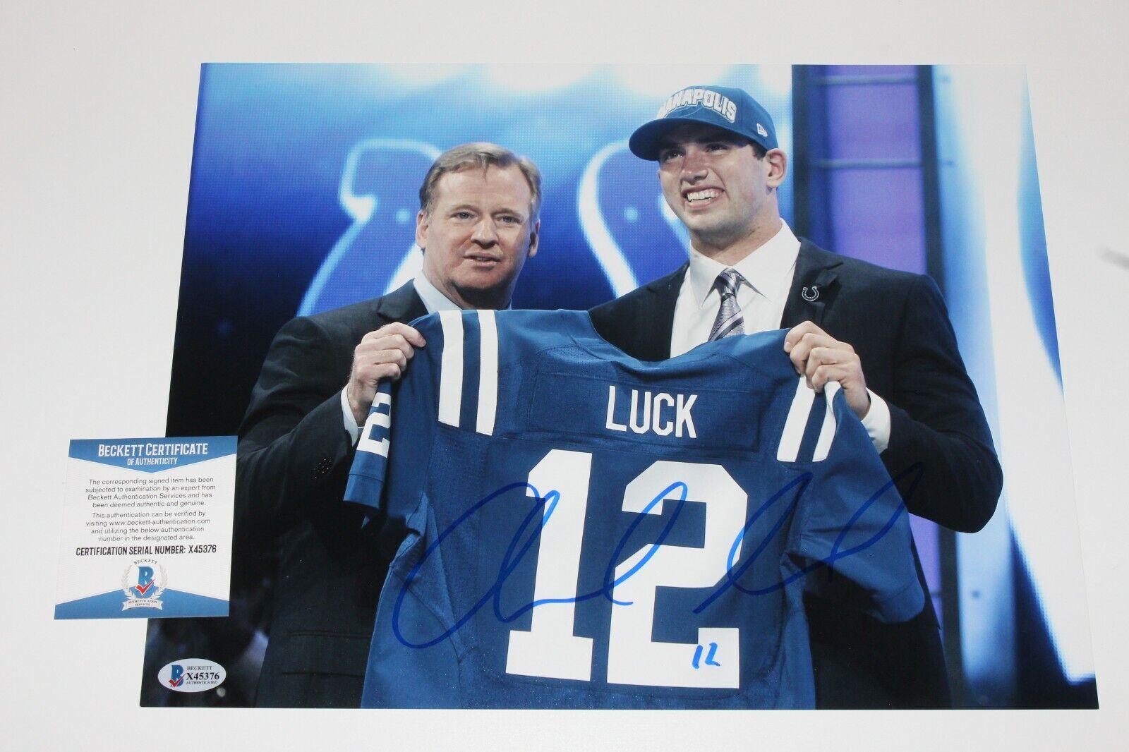 INDIANAPOLIS COLTS ANDREW LUCK SIGNED 11x14 Photo Poster painting BECKETT COA BAS STANFORD