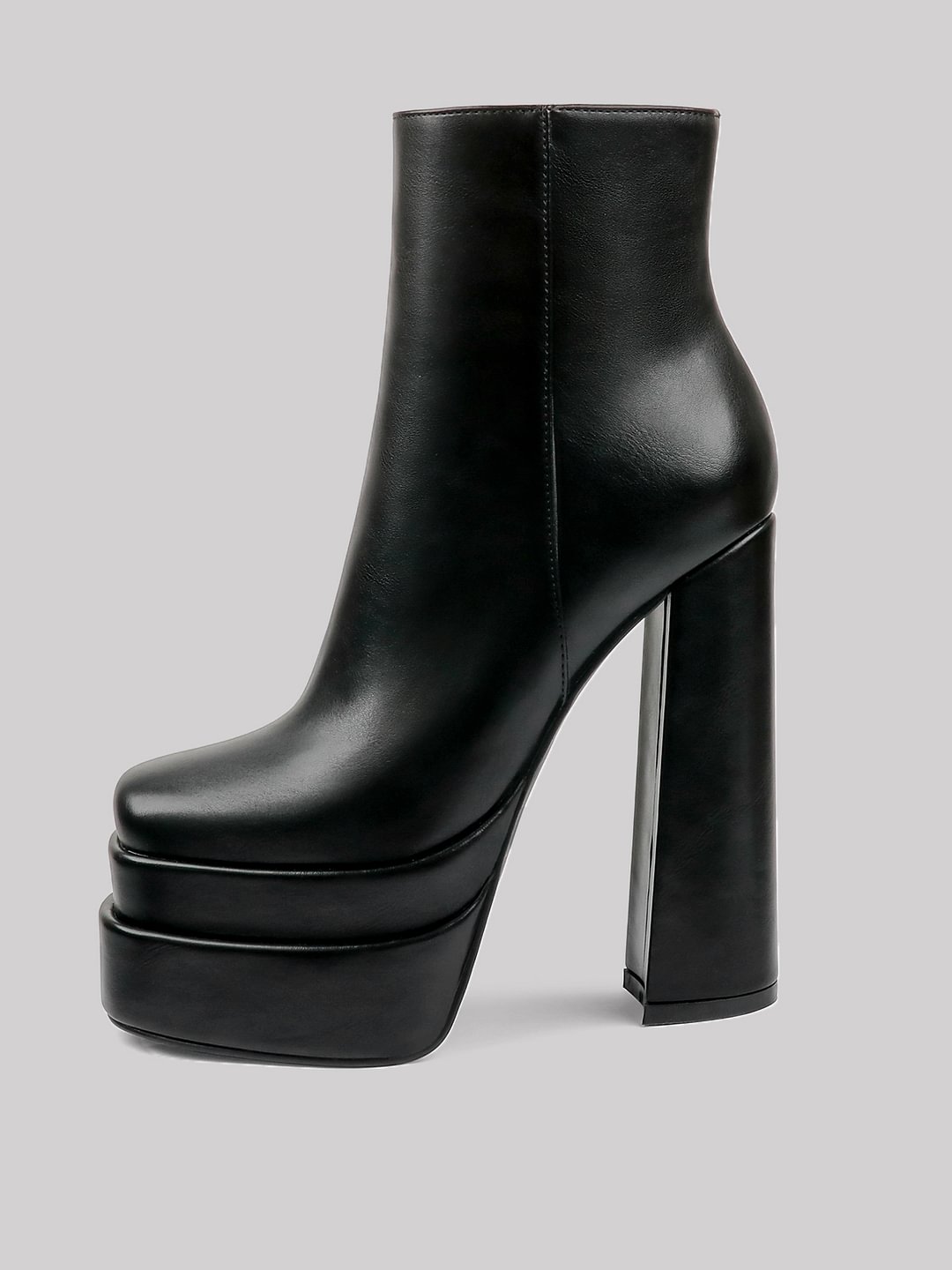 150mm Double Platform Boots for Women Fashion Chunky Heels with Square Toe and Side Zipper Boots for Women