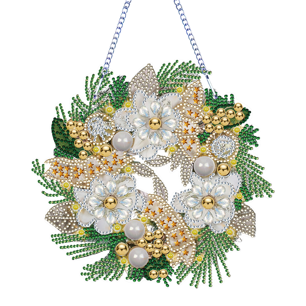 5D DIY Hanging Wreath Diamond Christmas Diamond Wall Decor Wreath (#1)