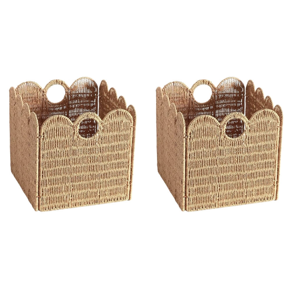 Artisan Scalloped Artisan-Woven Storage Cubes (2 PCS)