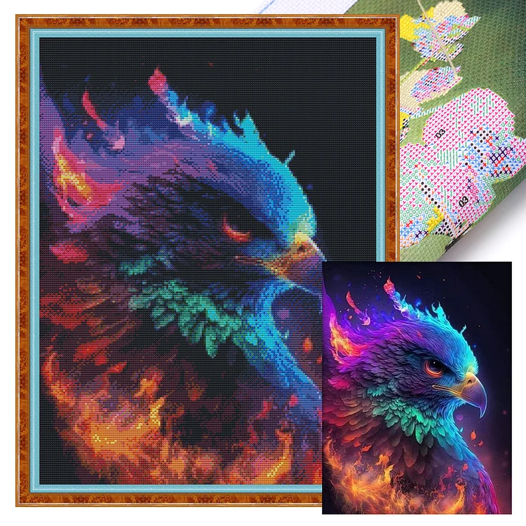 Fiery Eagle - Printed Cross Stitch 18CT 30*40CM