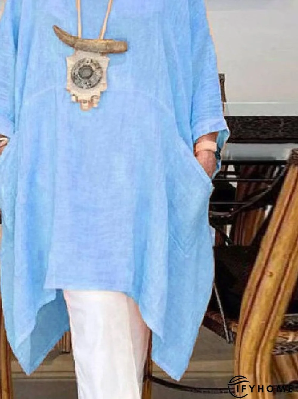 A-Line Casual Crew Neck Long Sleeve Weaving Dress | IFYHOME