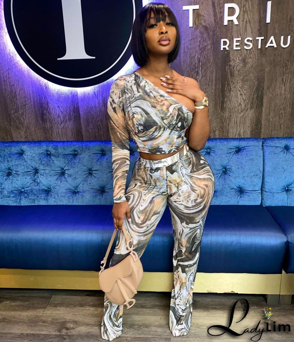 Fashion Sexy Print Two-piece Suit