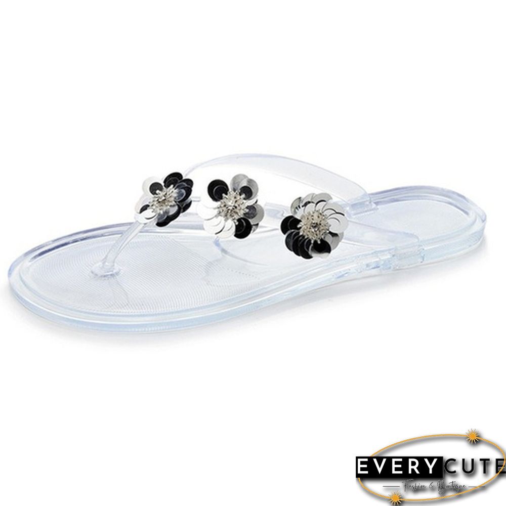 Women&rsquo;s Flip Flops Three Small Flowers Flat Sandals and Slippers