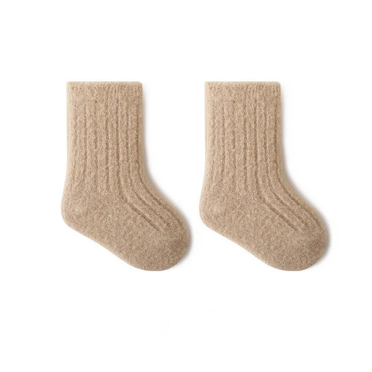 Baby Solid Color Ribbed Fleece Warm Floor Socks