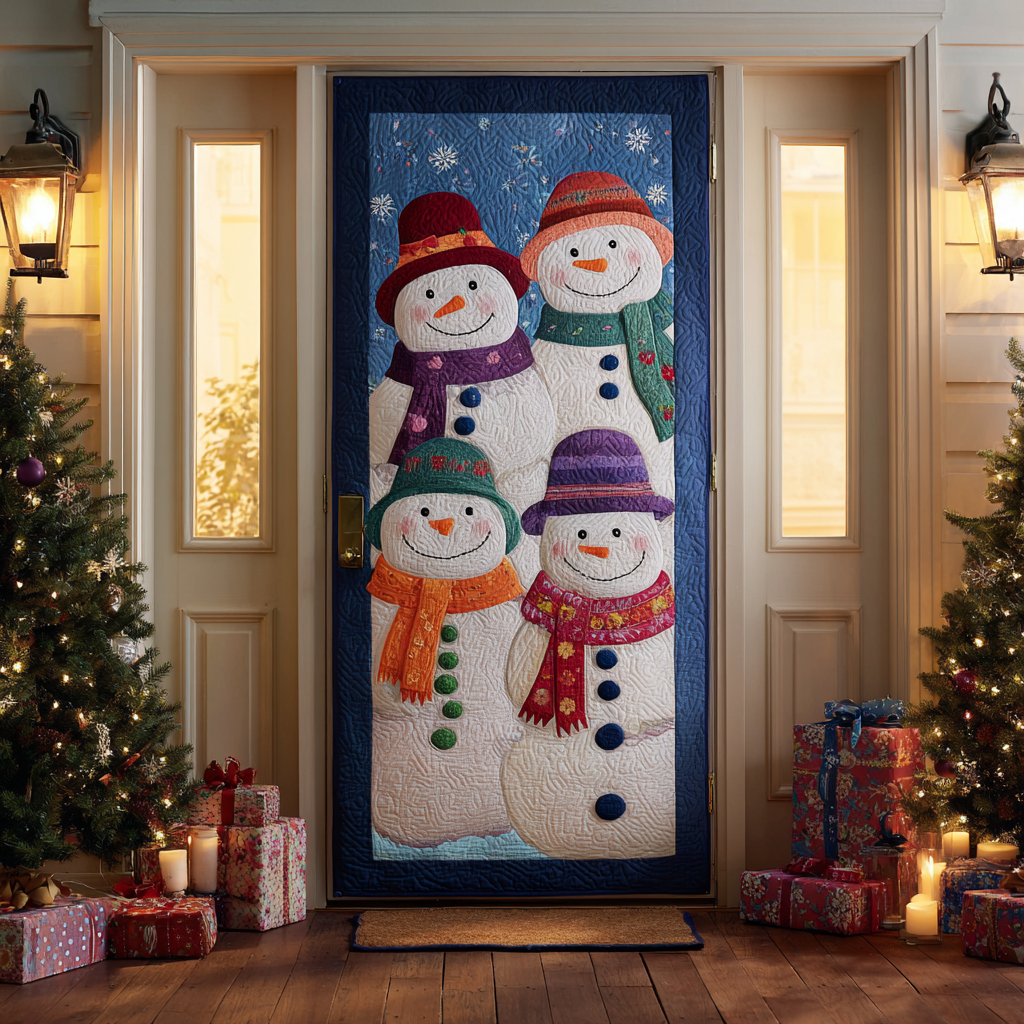 Smiling Snowman Quilted Door Cover NCU0DK10935