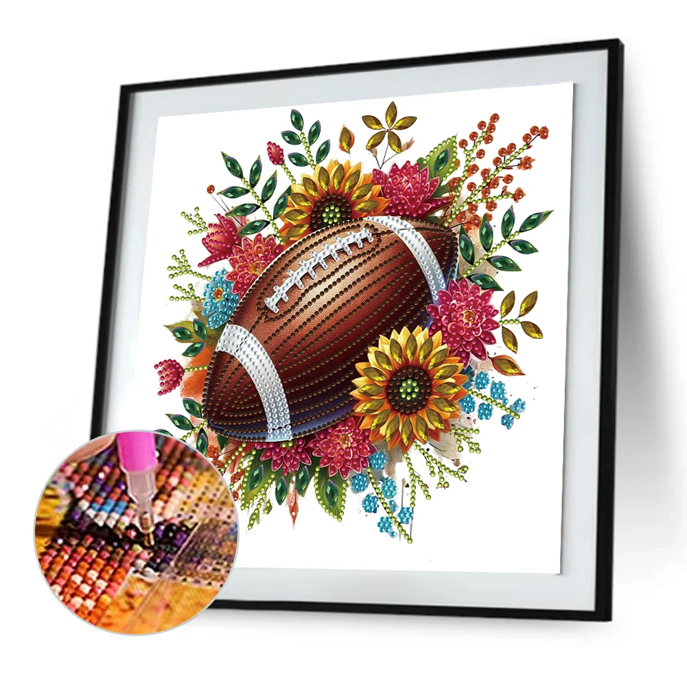 Diamond Painting - Partial Special Shaped Drill - Flower Rugby(Canvas|30*30cm)