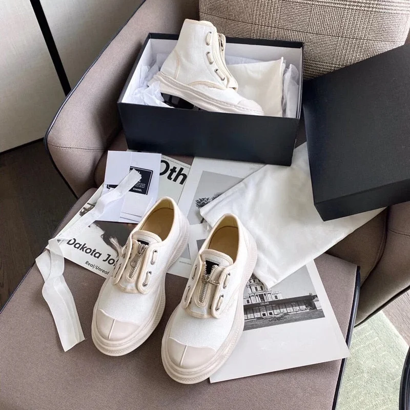 Retro Ladies Canvas Shoes Zapatillas Mujer Casual Flat Platform Shoes Mixed Colors Sneakers Women Round Toe Cozy Female Shoes