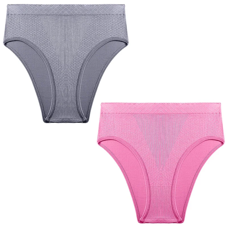 2PCS/Set Seamless Women's Panties Plus Size Underwear Women Briefs Lingeries Cotton Mid-Rise Underpants Panty Intimates