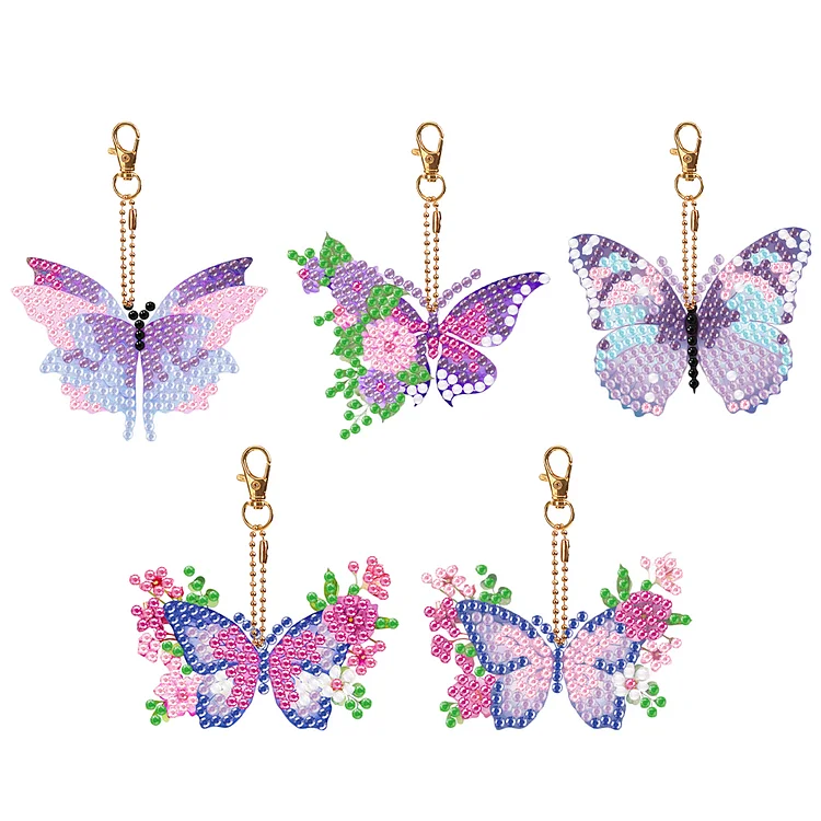 DIY Diamond Art Key Rings Special Shaped 5pcs Butterfly for Beginners Home Decor