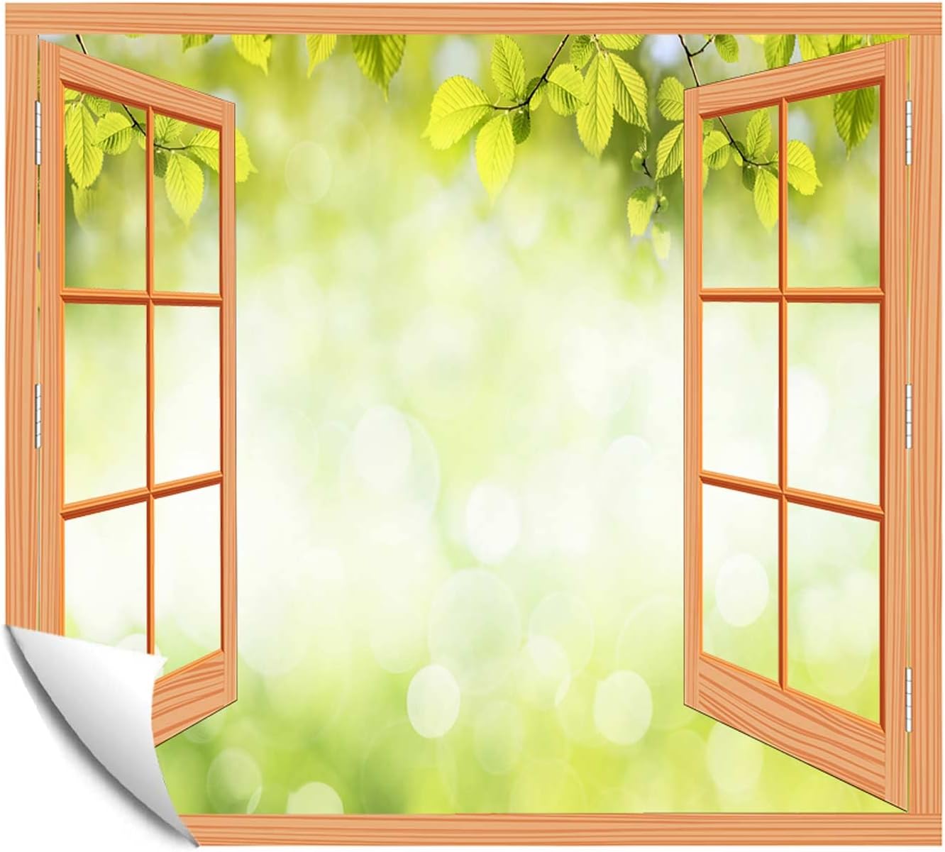 Modern Window Looking Down Into Fresh Green Tree Leaves,Frame,Natural BackgroundLandscape Wall Decor for Livingroom Bedroom - 36 inch x48 inch  C02
