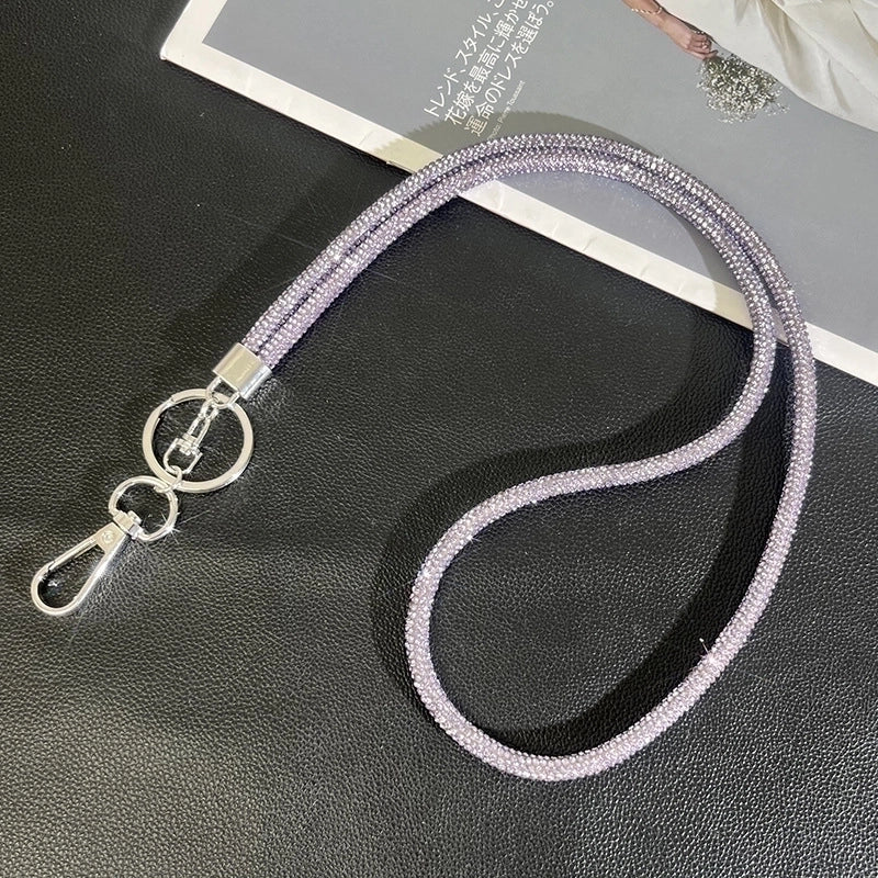 Minimalist Solid Color Rhinestone Inlay Rhinestones Bag Pendant Mobile Phone Chain