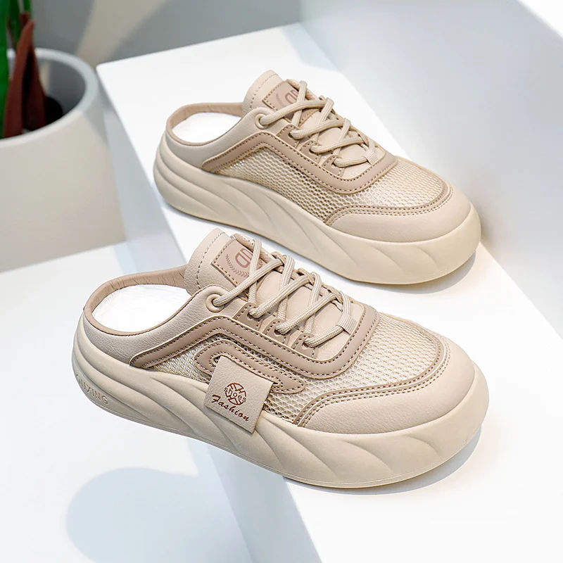 Tanguoant Tanguoant 2024 New Foot Pedal Sandals Women Wear Ins Tide Thick Platform Sandals Retro Casual Beach KT2633