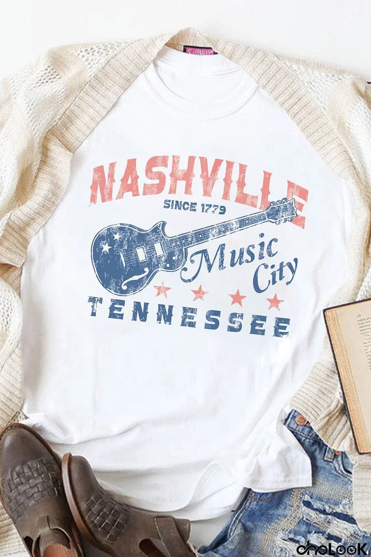 The Old Music City Retro Graphic T Shirt