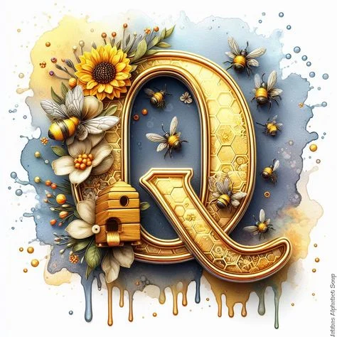 Diamond Painting - Full Round Drill - Bee Alphabet(Canvas|30*30cm)