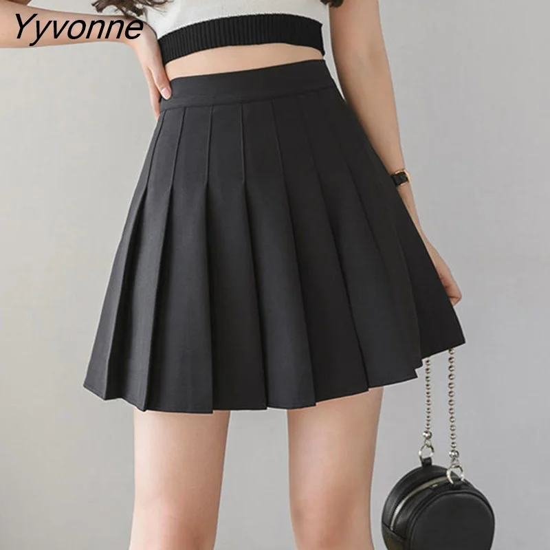 Yyvonne Women Mini Skirt Pleated Sexy Kawaii Y2k High-Waisted Harajuku Gothic Clothes Korean Vintage Dropshipping Female Clothing