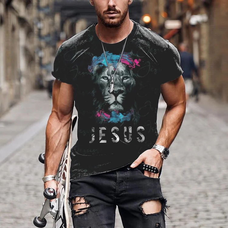 Lion Print Short Sleeve T-Shirt