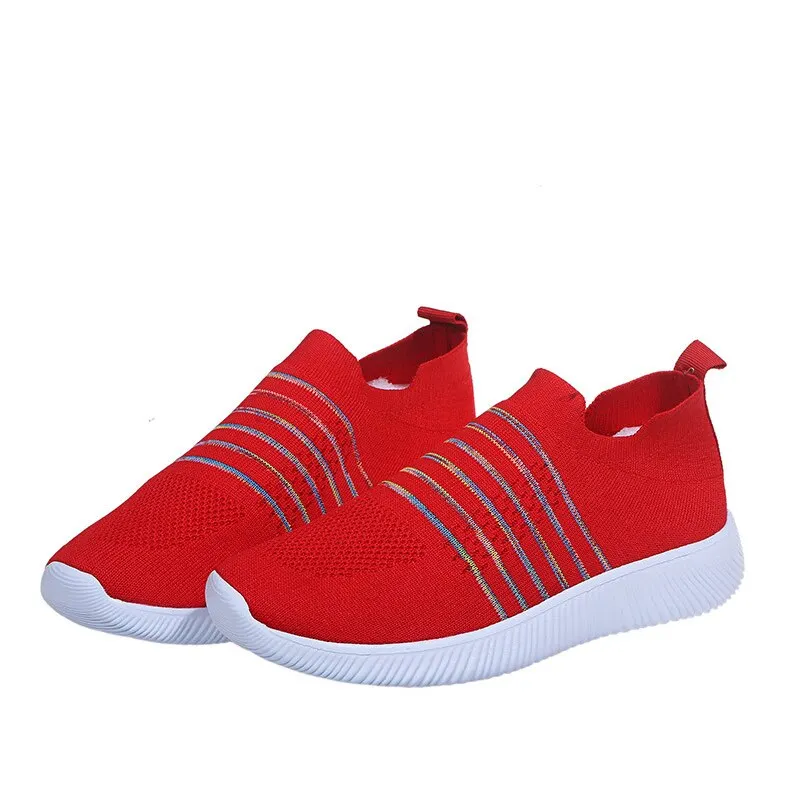 Women's Vulcanized Shoes Casual Mesh Breathable Ladies Sneakers Running Shoes Female Spring Summer Comfortable Footwear 2021 New