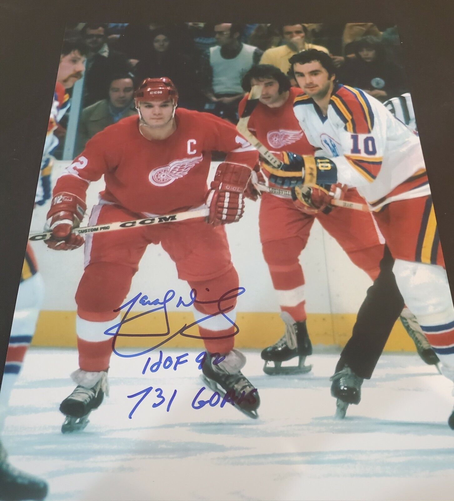 Autographed 11X14 MARCEL DIONNE HOF 92 Detroit Red Wings Photo Poster painting - w/Show Ticket