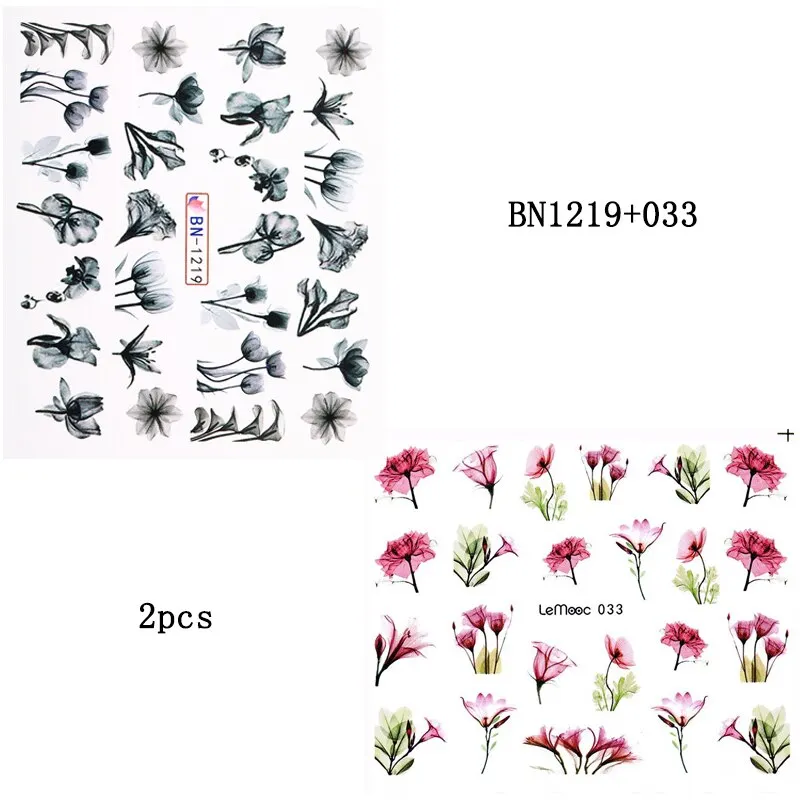 Harunouta Sexy Girl Geometric Lines Nail Water Stickers Set Spring Simple Flower Leaves Decals Sliders DIY Nail Art Decoration