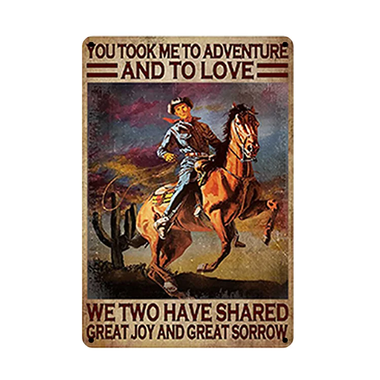 Vintage Metal Plate Cowboy Rectangular Iron Painting Wall Art Home Decor for Bar-Annaletters