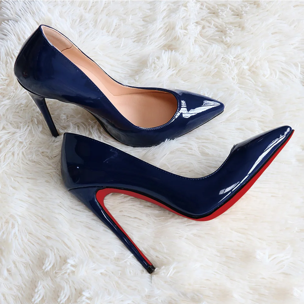 120mm Blue Pumps Red Bottom Women's Party Wedding Heels Shoes-MERUMOTE